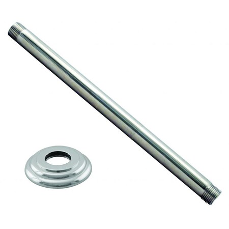 Westbrass 1/2" IPS x 12" Round Projection Rainfall Ceiling Mount Shower Arm with Flange, Polished Chrome D3612A-26